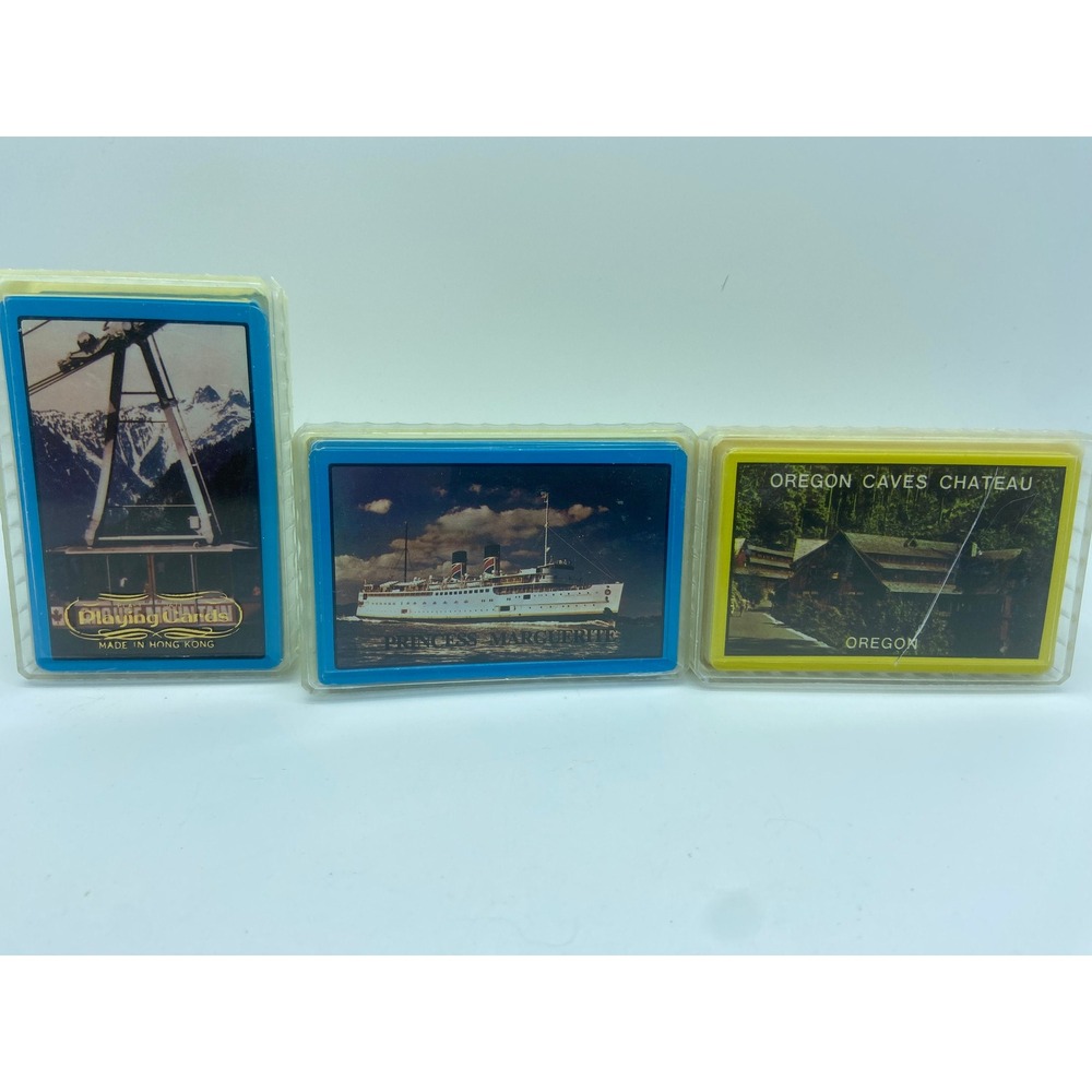 Vtg Souvenir Playing Cards Decks USA Canada Oregon Caves Grouse Mtn Marguerite
